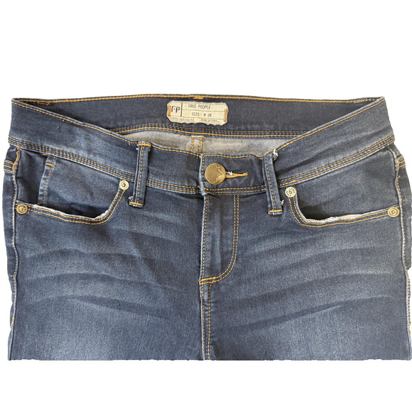 FREE PEOPLE Jeans Womens 26 Dark Wash Skinny Stretch Denim RARE 2010 Canvas Tag - Picture 2 of 7